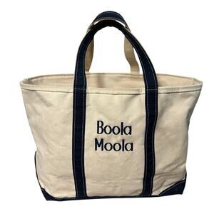 LL Bean Boat & Tote Bag 1990’s - Large - Made In USA - Classic Navy & Cream